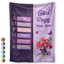 Gift For Wife,Gift For Girlfriend,Gift For Yourself,Gift For Women,Gift For Aunt,Gift For Mother,Gift For Grandma,Gift For Daughter,Gift For Sisters,Gift For Bestie,Happy,Christian,Icon - Created With A Purpose Birth Month Flower - Personalized Fleece Blanket, Sherpa Blanket