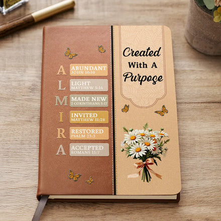 Created With A Purpose Birth Month Flower - Personalized Leather Journal