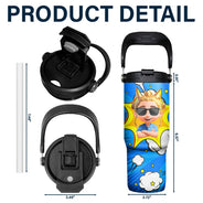 Gift For Kids, Gift For Grandkids, Happy, Back To School - Crossed Arms Kid With Name - Personalized 30oz Tumbler With Handle