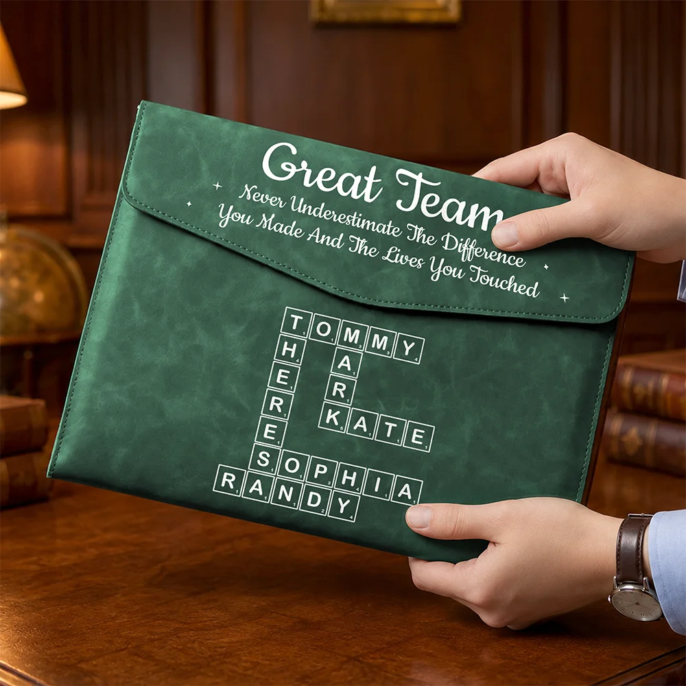 Back To School, Officer, Sentimental, Crossword - Crossword Best Team Ever Scrabble - Personalized Leather Sleeve