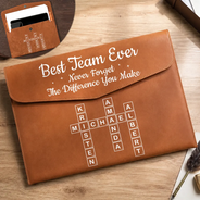 Back To School, Officer, Sentimental, Crossword - Crossword Best Team Ever Scrabble - Personalized Leather Sleeve