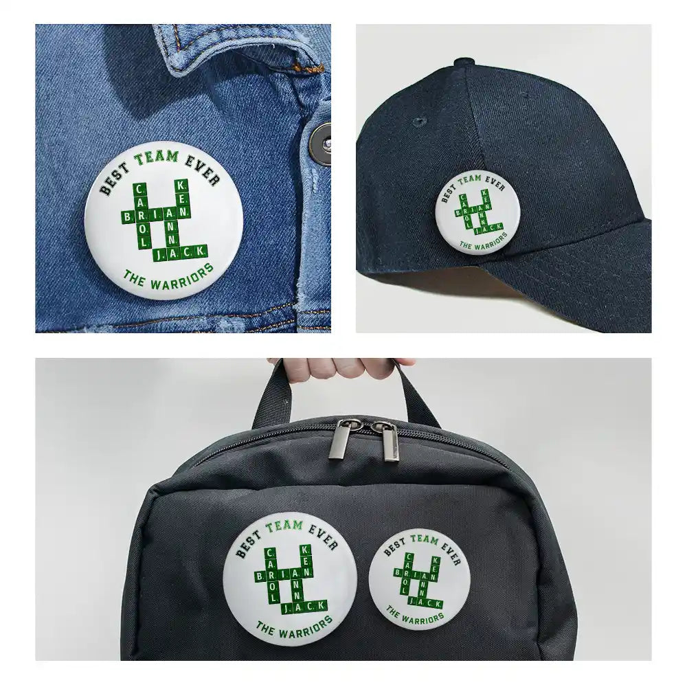 Gifts For Colleagues, Gift For Bestie, Happy - Crossword Best Team Ever Scrabble Name - Personalized Plastic Pinback Button