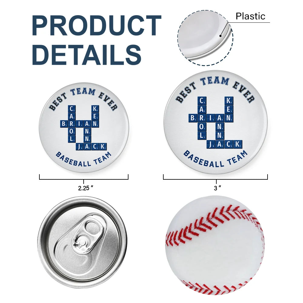 Gifts For Colleagues, Gift For Bestie, Happy - Crossword Best Team Ever Scrabble Name - Personalized Plastic Pinback Button