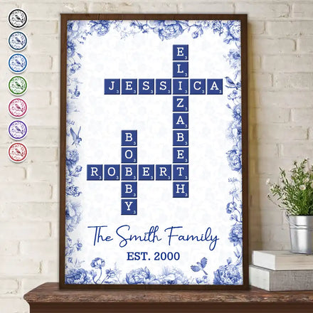 Crossword Our Family Toile De Jouy - Personalized Poster