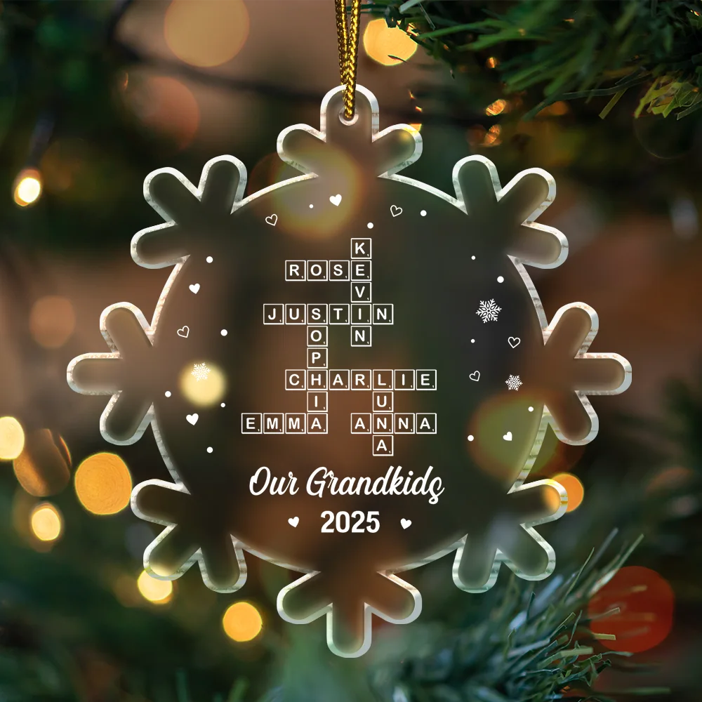 Gift For Couples,Gift For Husband,Gift For Wife,Parents,Gift For Mother,Gift For Grandpa,Gift For Father,Gift For Grandma,Family,Love,Christmas - Crossword Scrabble Family Name - Personalized Custom Shaped Acrylic Ornament