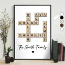 Family,Parents,Gift For Grandparents,Happy - Crossword Scrabble Family Name - Personalized Poster