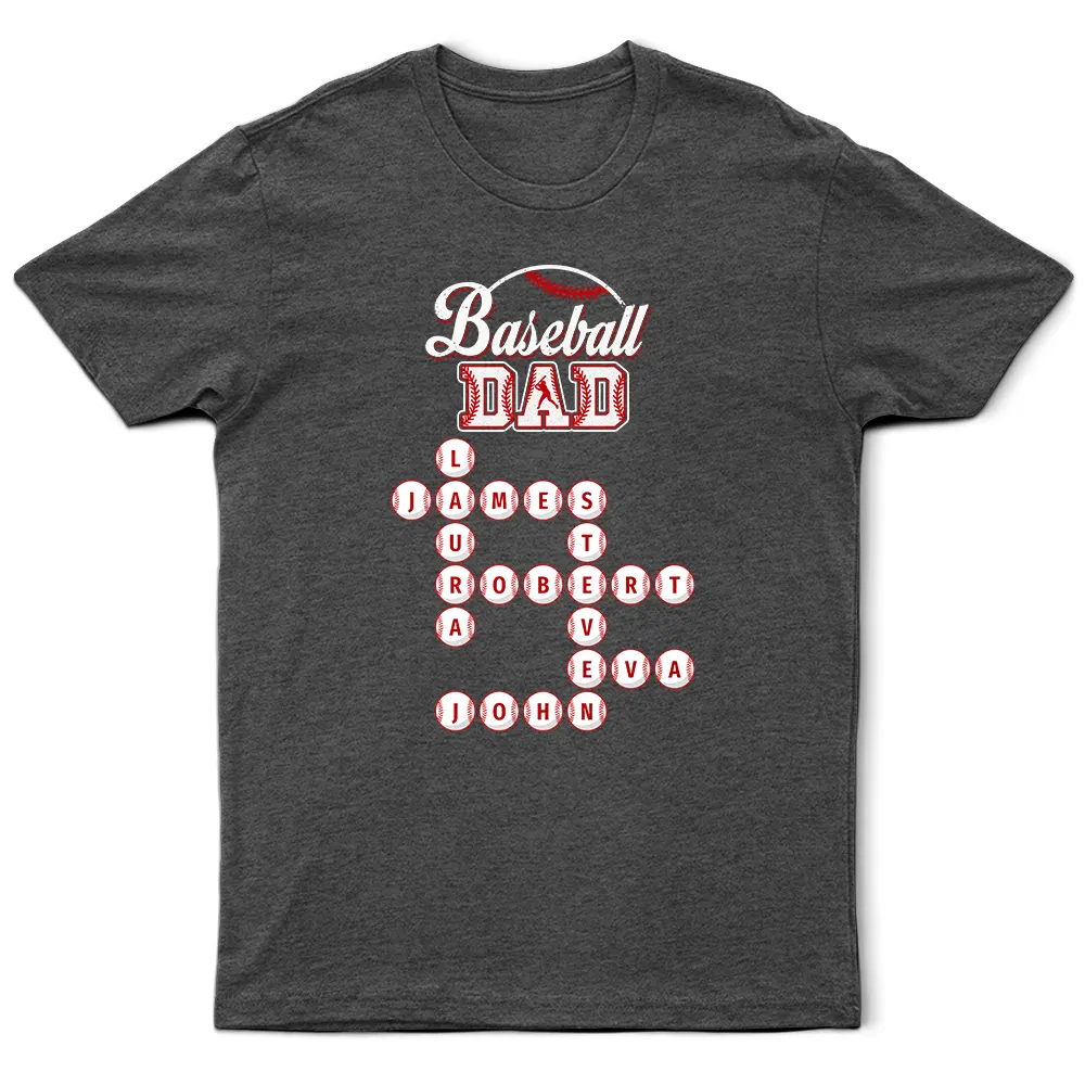 Baseball,Gift For Father,Sport Dad,Proud,Crossword - Crossword Sport Dad Mom - Personalized T Shirt