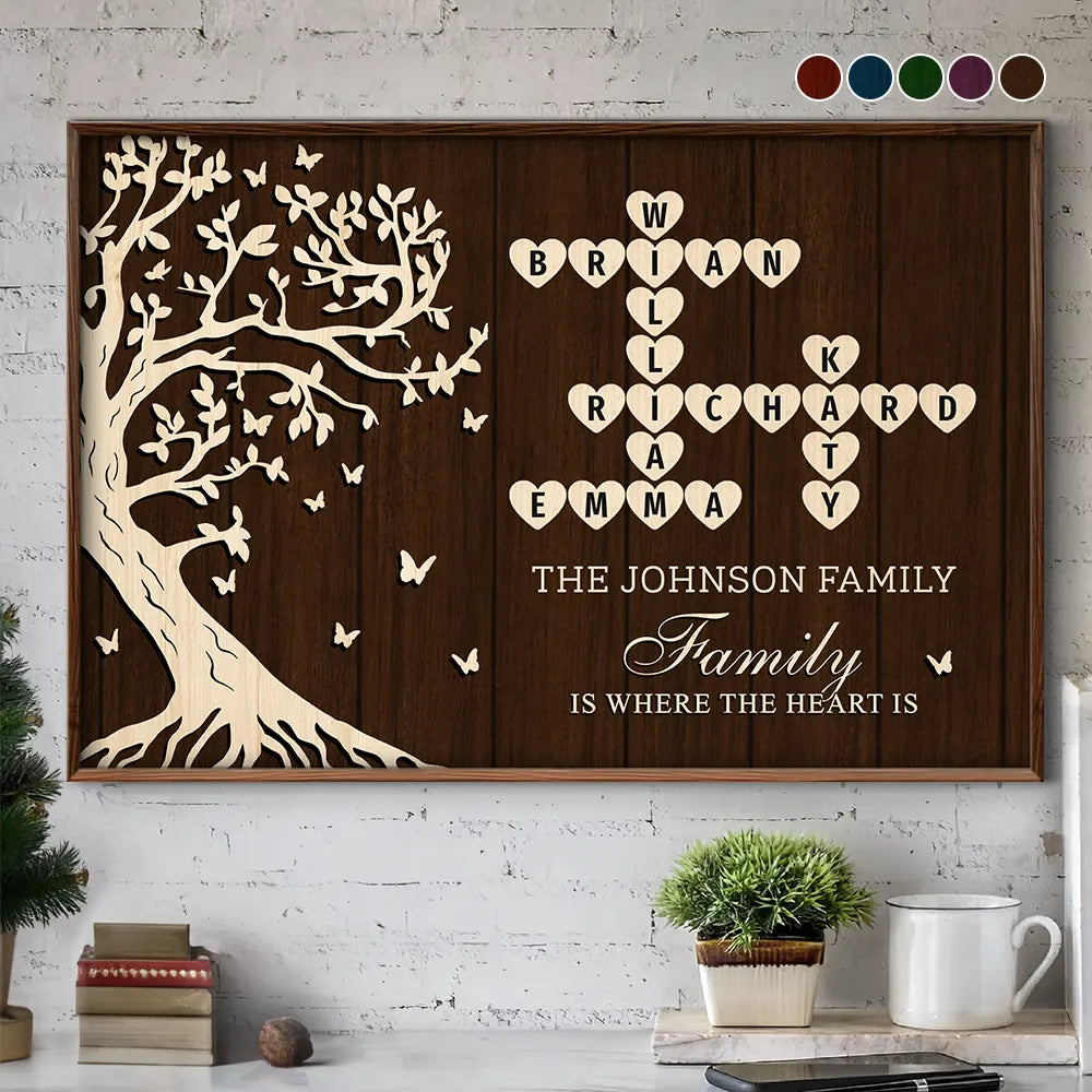 Crossword Tree Of Life Family Is Where The Heart Is - Personalized Poster