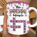 Gift For Mother,Gift For Grandma,Happy,Crossword - Crossword This Mom Grandma Belongs To - Personalized White Edge-to-Edge Mug