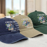 Cruising,Travel,Funny,Gift For Women - Cruise Queen Classy Sassy - Personalized Vintage Washed Denim Cap