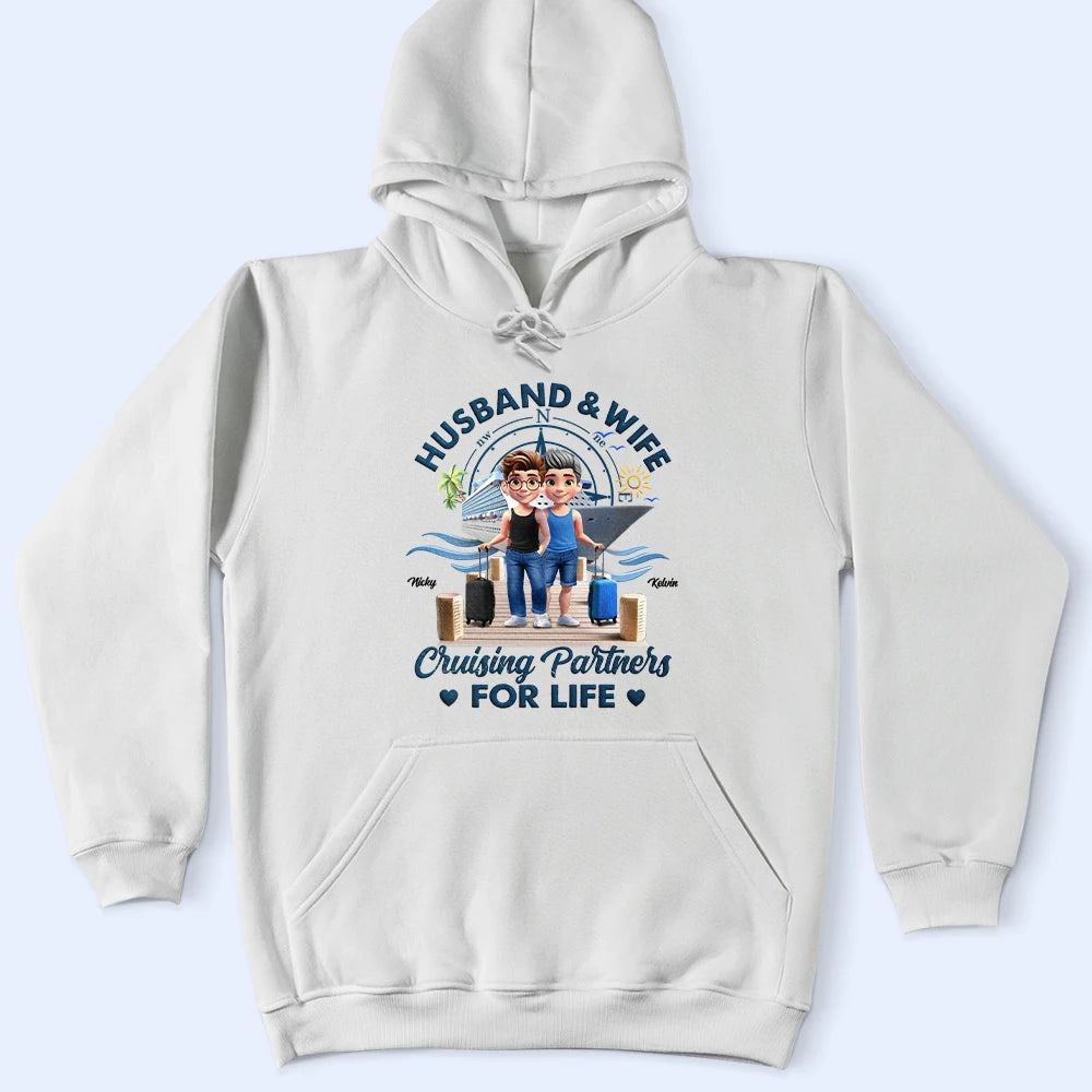 Happy,Gift For Yourself,Gift For Women,Gift For Men,Grilling - Cruising Partners For Life 3D Effect Couple - Personalized T Shirt