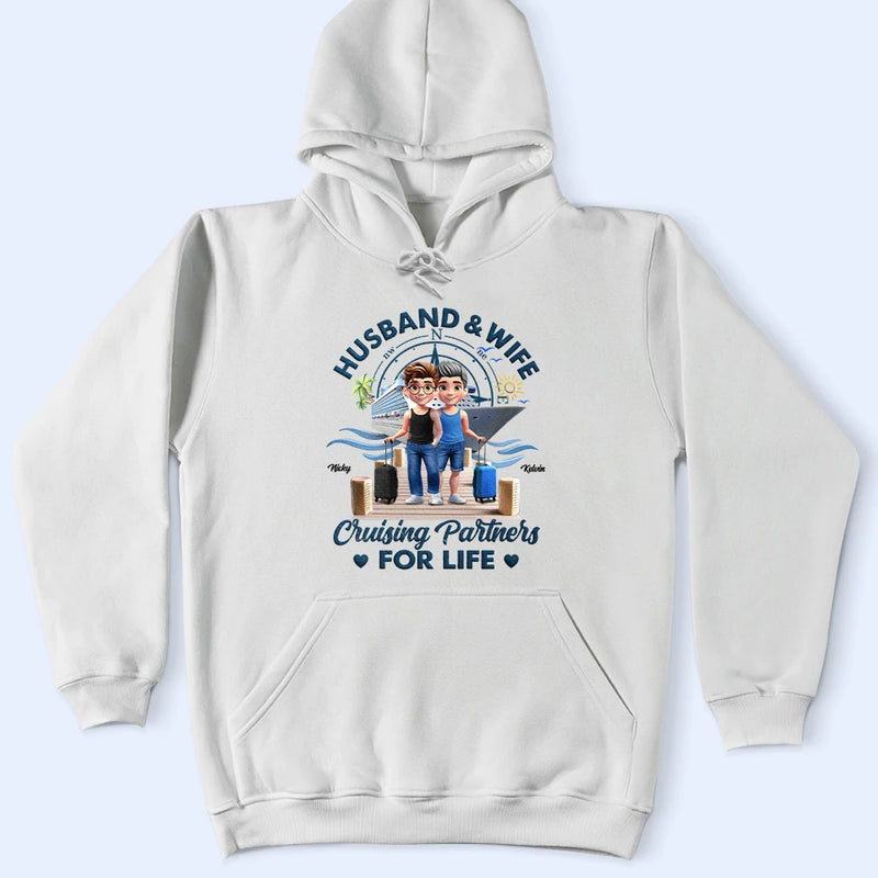 Happy,Gift For Yourself,Gift For Women,Gift For Men,Grilling - Cruising Partners For Life 3D Effect Couple - Personalized T Shirt