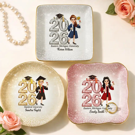 Crystal Effect Graduation Man Woman - Personalized Ring Dish