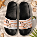 Custom Photo Hawaii Summer Break Sexy Pose Gift For Her, Him - Personalized Unisex Slides