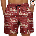 Gift For Couples, Gift For Husband, Gift For Wife, Gift For Boyfriend, Gift For Girlfriend, Funny, Custom Photo - Custom Photo I Fuking Love My Wife - Personalized Unisex Beach Shorts