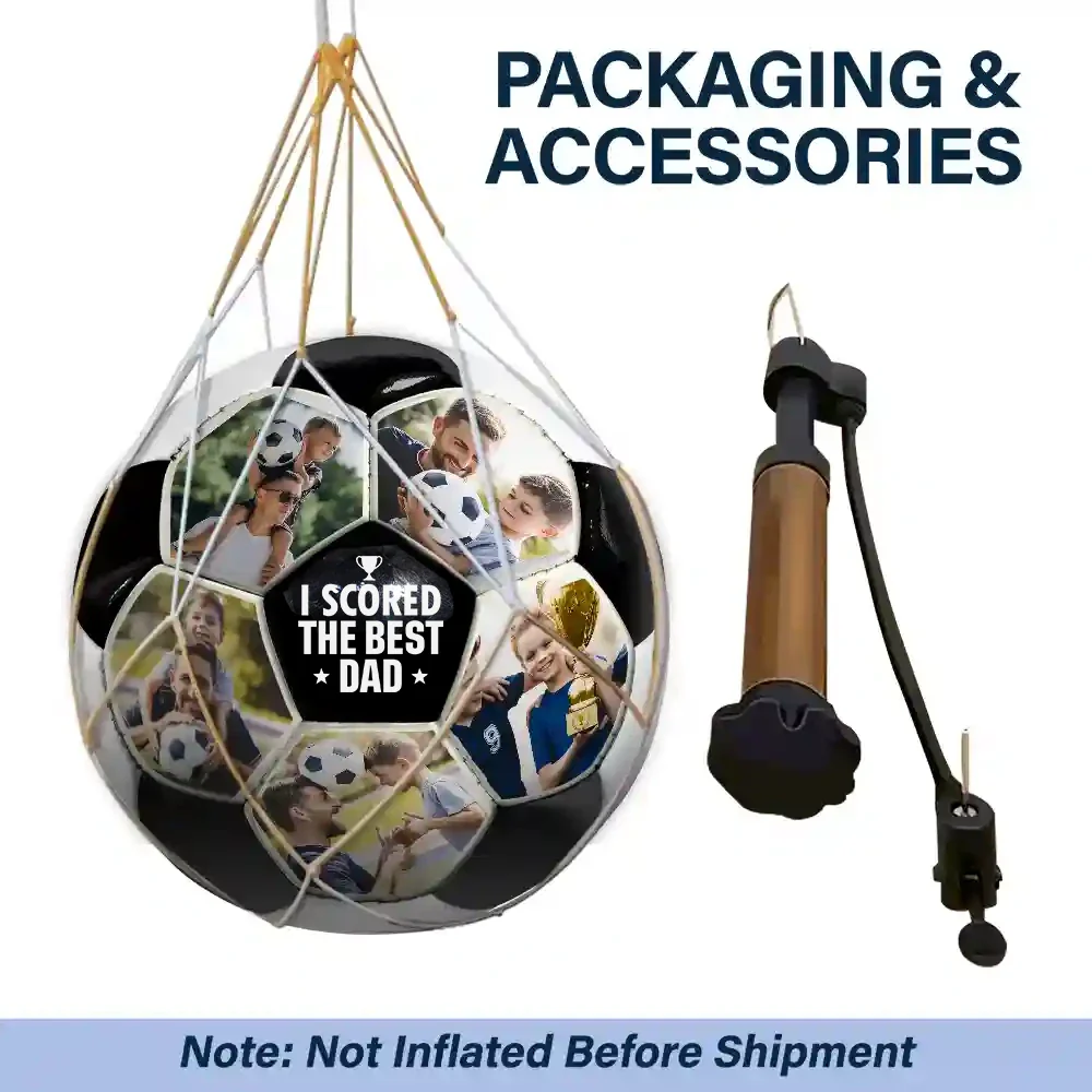 Gift For Father,Sport Dad - Custom Photo I Scored The Best Dad - Personalized Soccer Ball