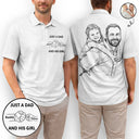 Custom Photo,Gift For Father,Dad - Daughters (Young),Photo - Pencil Sketch,Icon,Proud - Custom Photo Pencil Sketch Just A Dad And His Girl - Personalized Polo Shirt
