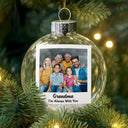 Memorial,Christmas,Custom Photo,Family,Sad - Custom Photo Polaroid Missing You At Christmas & Always - Personalized Glass Bauble Ornament