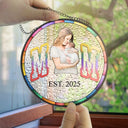 Art Design,Gift For Father,Dad - Children,Happy - Custom Photo Portrait Dad Mom EST, Gift For New Parents - Personalized Stained Glass Window Hanging Suncatcher
