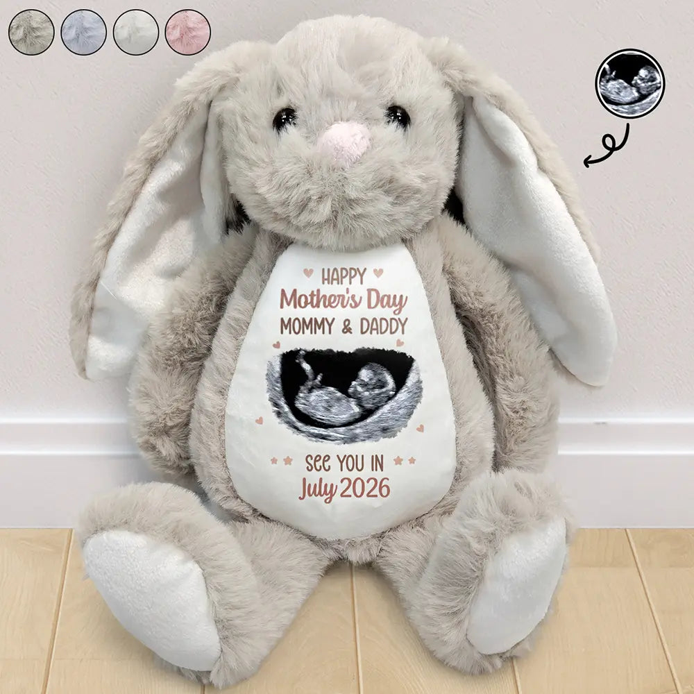 Custom Photo See You In 2026 Baby Expecting - Personalized Soft Toy Bunny