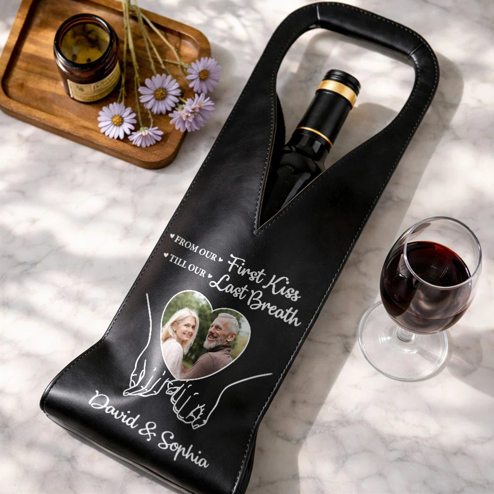 Gift For Couples,Gift For Husband,Gift For Wife,Gift For Boyfriend,Gift For Girlfriend,Love,Photo - Custom Photo You And Me We Got This - Personalized Leather Wine Bag