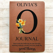 Gift For Yourself,Gift For Wife,Gift For Girlfriend,Gift For Women,Gift For Aunt,Gift For Mother,Gift For Grandma,Gift For Daughter,Gift For Sibling,Gift For Sisters,Gift For Bestie,Gifts For Colleagues - Custom Birth Month Flower Bouquet With Name Start Each Day - Personalized Leather Journal