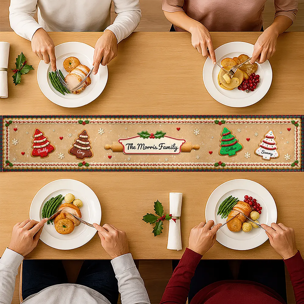 Sentimental,Christmas,Family,Icon - Custom Family Christmas Cookie - Personalized Table Runner