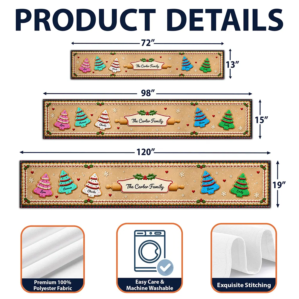 Sentimental,Christmas,Family,Icon - Custom Family Christmas Cookie - Personalized Table Runner