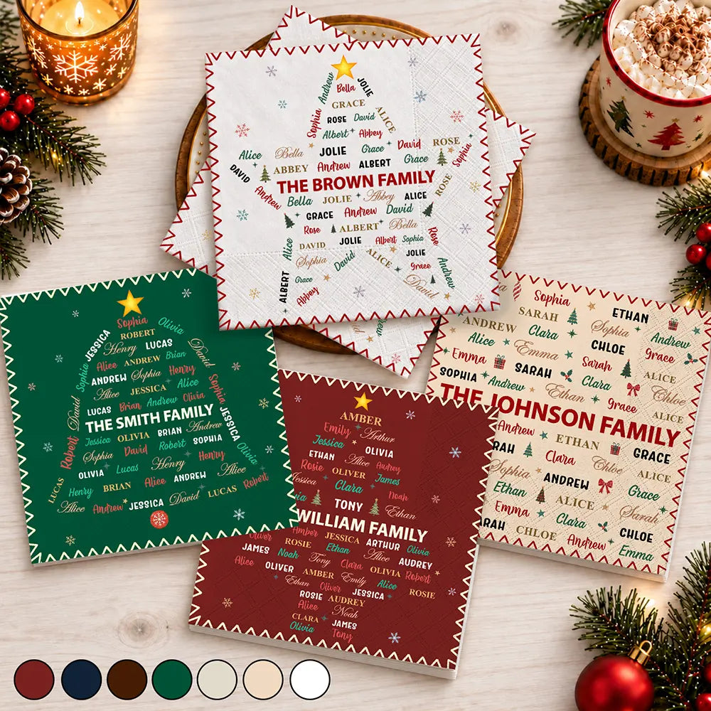 Custom Family Names Christmas - Personalized Cocktail Napkins