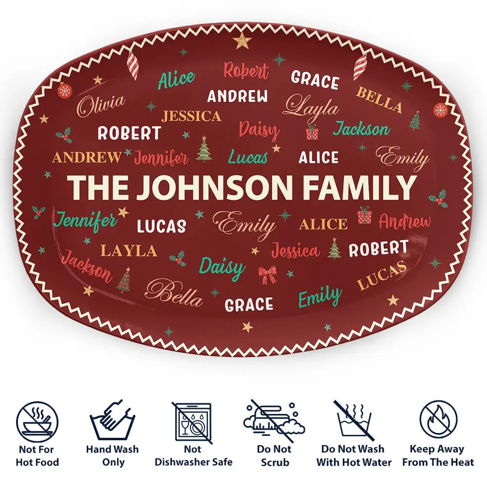 Sentimental,Christmas,Family,Cooking,Custom Text - Custom Family Names Christmas - Personalized Plate