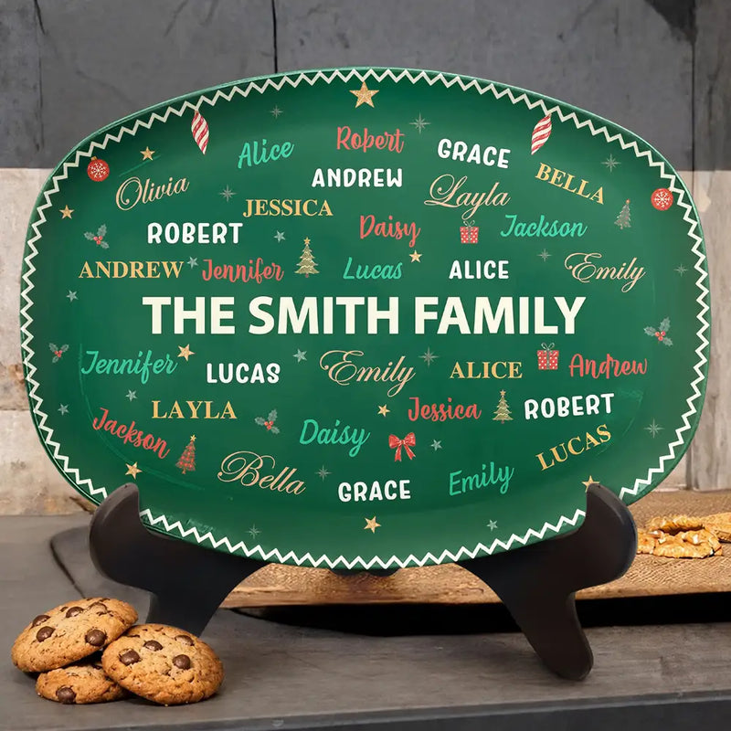 Sentimental,Christmas,Family,Cooking,Custom Text - Custom Family Names Christmas - Personalized Plate