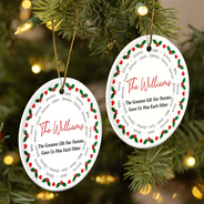 Sentimental,Christmas,Family,Text Shape - Circle - Custom Family Names Circle Together - Personalized Circle Ceramic Ornament