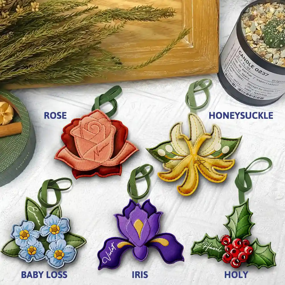 Custom Name Aesthetic Bag Accessories - Personalized Birth Flower Leather Charm
