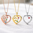 Gift For Women,Gift For Yourself,Gift For Mother,Love,Happy - Custom Name And Gemstones Jewelry For Grandma Mom - Personalized Birthstone Heart Necklace