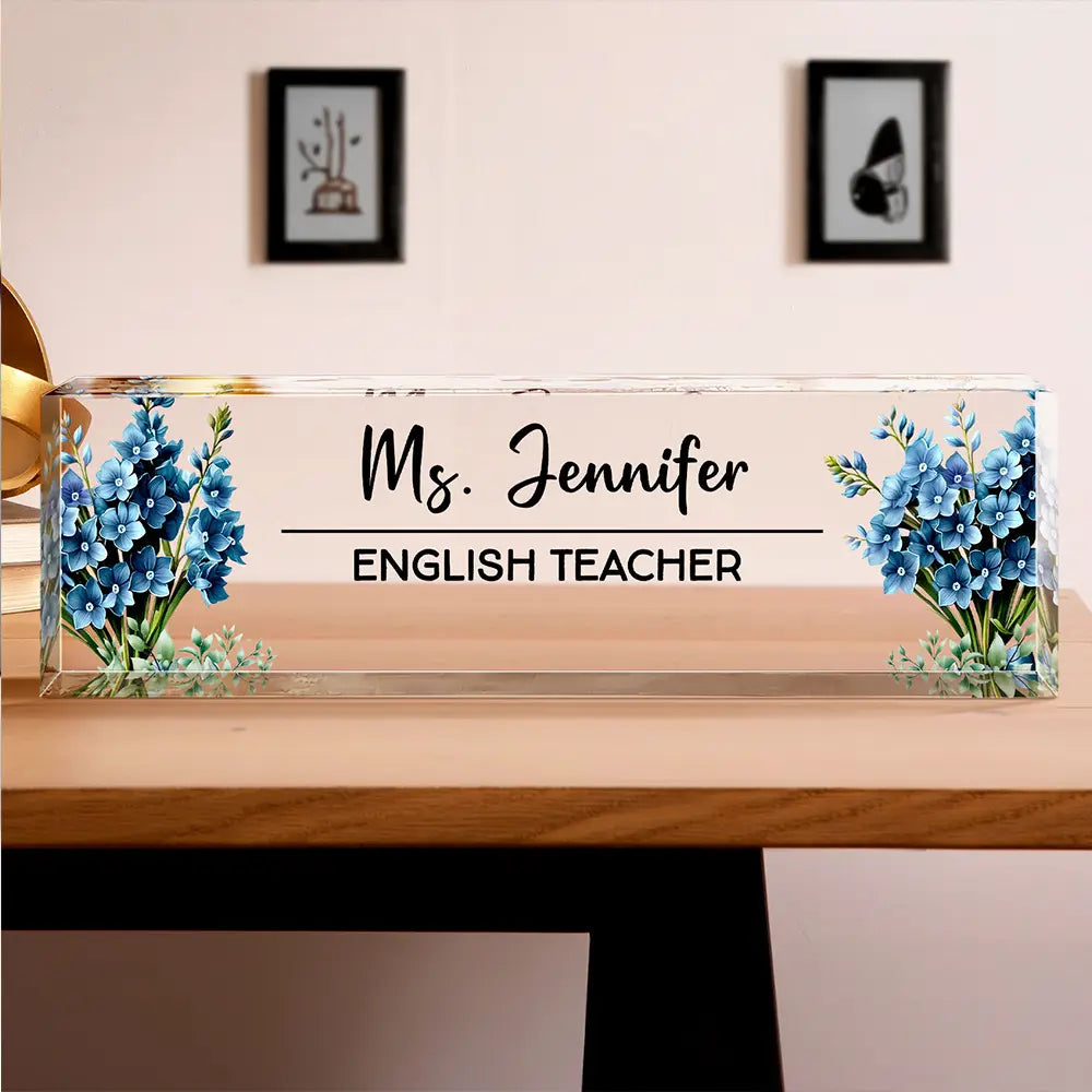 Gift For Women,Gift For Bestie,Gifts For Colleagues,Non-Eng,Gift For Yourself - Custom Name And Job Title With Birth Month Flower - Personalized Desk Name Plate