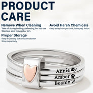 Gift For Yourself,Gift For Women,Pet Lovers,Pet Mom,Dog Lovers,Dog Mom,Cat Lovers,Cat Mom,Memorial,Love - Custom Name Jelwery For Dog Moms Cat Moms - Personalized Heart Stacking Rings