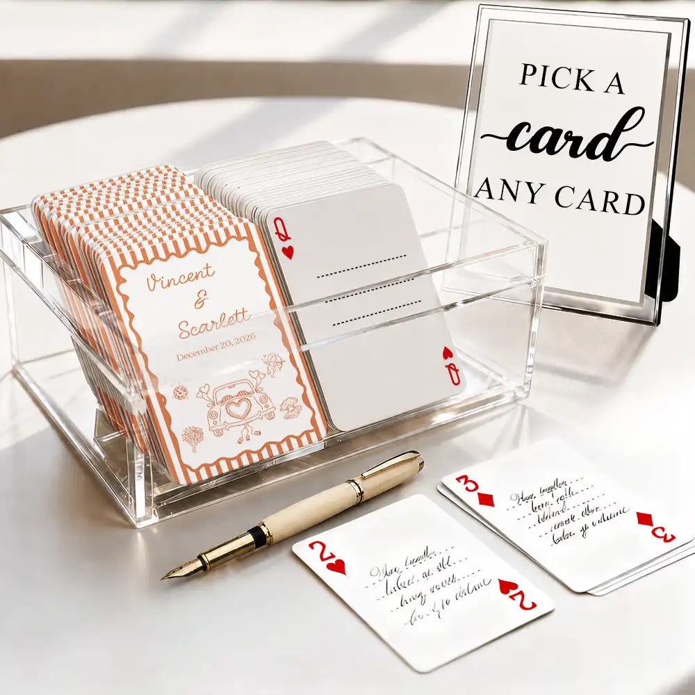 Romantic,Gift For Couples,Wedding,Icon,Custom Text - Custom Name Wedding Minimal Stripes Guest Book - Personalized Playing Cards