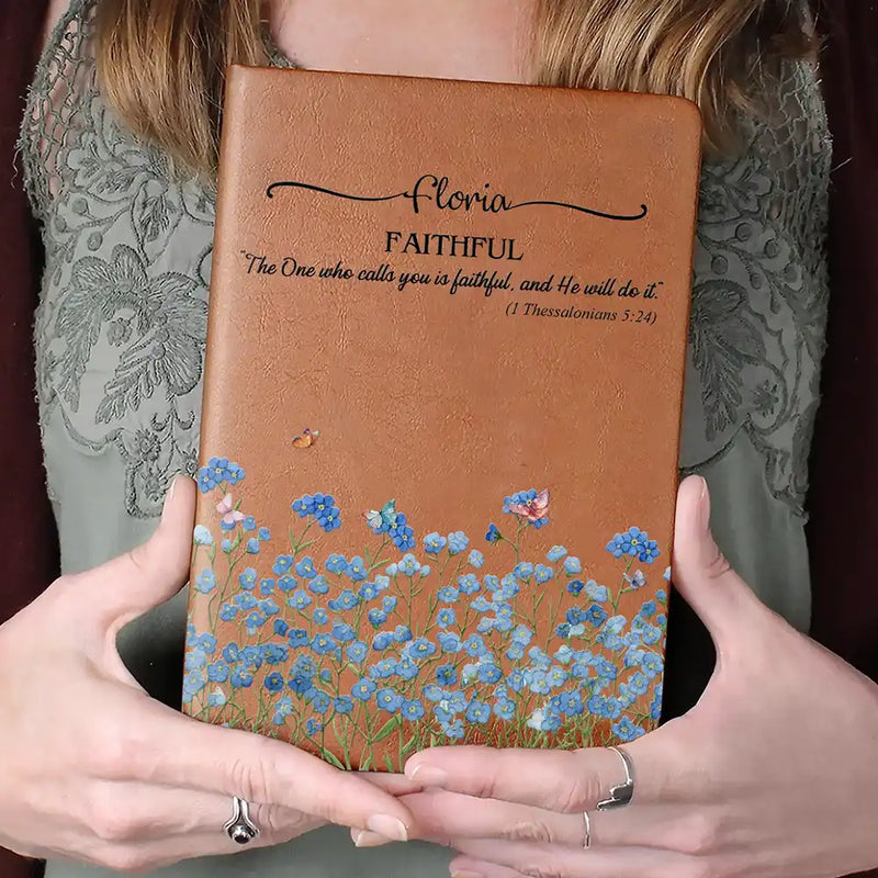 Christian, Gift For Women, Gift For Yourself, Gift For Wife, Gift For Girlfriend, Gift For Aunt, Gift For Mother, Gift For Grandma, Gift For Sisters, Gift For Sibling, Gifts For Colleagues - Custom Name With Bible Verse And Birth Month Flower - Personalized Leather Journal