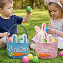 Gift For Kids,Grandpa - Grandkids,Grandma - Grandkids,Gift For Grandkids,Dad - Children,Mom - Children,Easter,Happy - Custom Name With Carrot Bunny Ears - Personalized Easter Basket