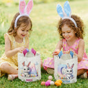 Gift For Kids,Grandpa,Grandkids,Grandma,Grandkids,Gift For Grandkids,Easter - Custom Name With Easter Bunny Alphabet Letters - Personalized Bunny Ears Bucket Bag
