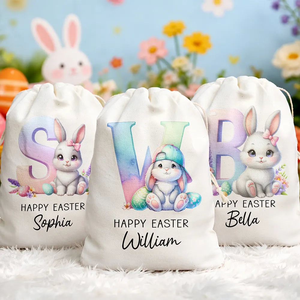 Custom Name With Easter Bunny Alphabet Letters - Personalized Favor Bag