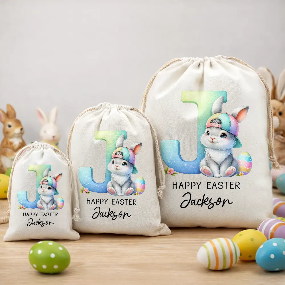 Grandpa,Grandkids,Gift For Kids,Grandma,Gift For Grandkids,Mom,Dad,Happy - Custom Name With Easter Bunny Alphabet Letters - Personalized Favor Bag