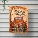 Art Design,Playful,Pet Lovers,Photo - 3D Human Pet Autumn Theme - Custom Photo 3D Autumn Concept Wonderful Time Of The Year - Personalized Flaga