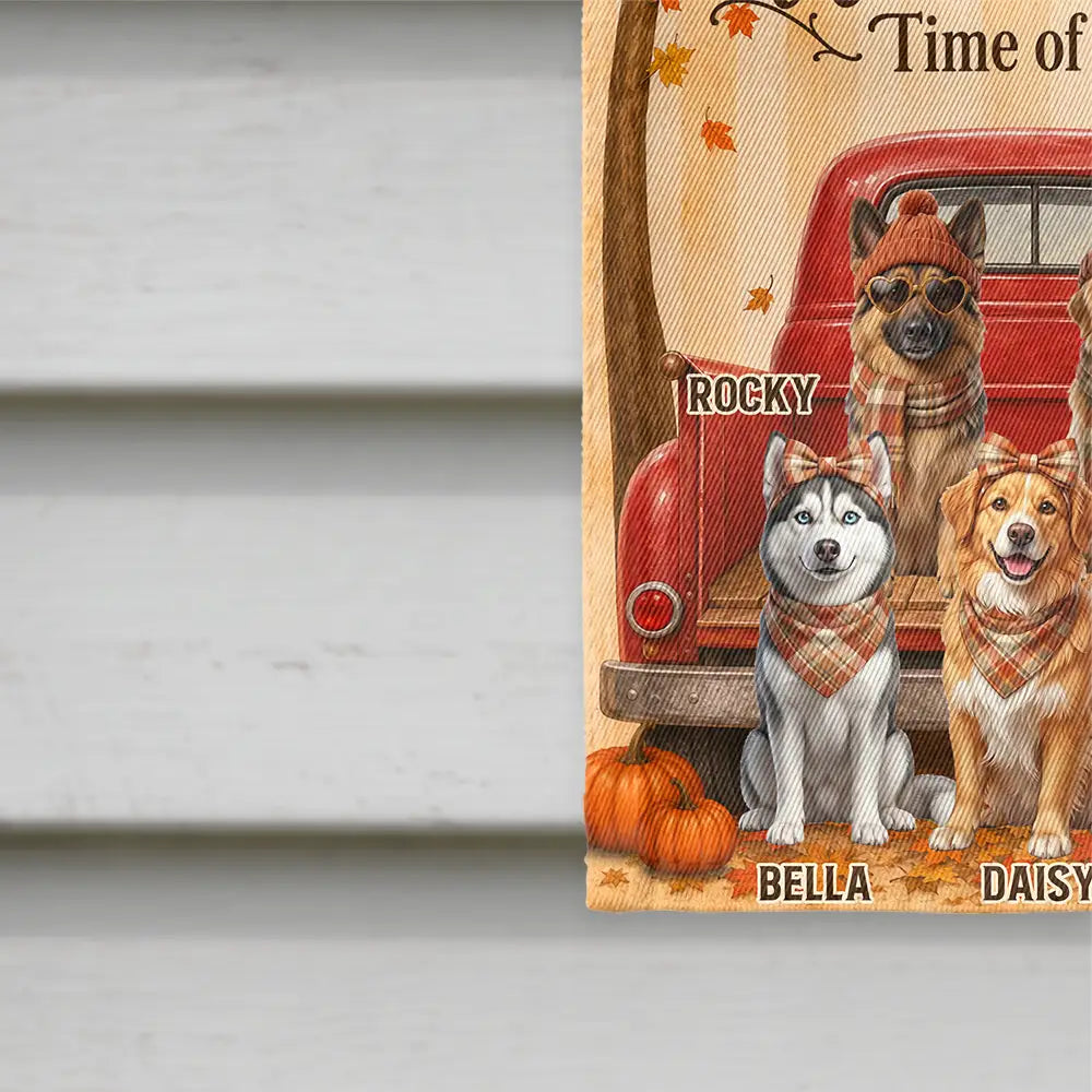 Art Design,Playful,Pet Lovers,Photo - 3D Human Pet Autumn Theme - Custom Photo 3D Autumn Concept Wonderful Time Of The Year - Personalized Flaga