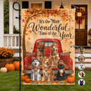 Art Design,Playful,Pet Lovers,Photo - 3D Human Pet Autumn Theme - Custom Photo 3D Autumn Concept Wonderful Time Of The Year - Personalized Flaga