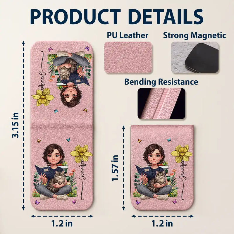 Adorable,Art Design,Christmas,Reading,Gift For Yourself,Gift For Women,Photo - 3D Reading Woman & Man - Custom Photo 3D Book Lover Birth Month Flowers - Personalized Leather Magnetic Bookmark