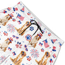 Custom Photo, Art Design, Summer, Pet Lovers, Playful, Photo - US Theme Accessories 3D Cartoon - Custom Photo 3D Cartoon With US Accessories Happy Summer Dog Cat Pet - Personalized Unisex Beach Shorts