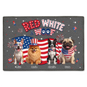 America 250th,Custom Photo,Independence Day,Art Design,Pet Lovers,Playful,Photo - US Theme Accessories 3D Cartoon - Custom Photo 3D Cartoon With US Accessories Red White Woof - Personalized Doormat