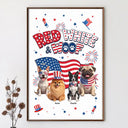 America 250th,Custom Photo,Independence Day,Art Design,Pet Lovers,Playful,Photo - US Theme Accessories 3D Cartoon - Custom Photo 3D Cartoon With US Accessories Red White Woof - Personalized Poster