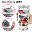America 250th,Custom Photo,Independence Day,Art Design,Pet Lovers,Playful,Photo - US Theme Accessories 3D Cartoon - Custom Photo 3D Cartoon With US Accessories Red White Woof - Personalized Tumbler